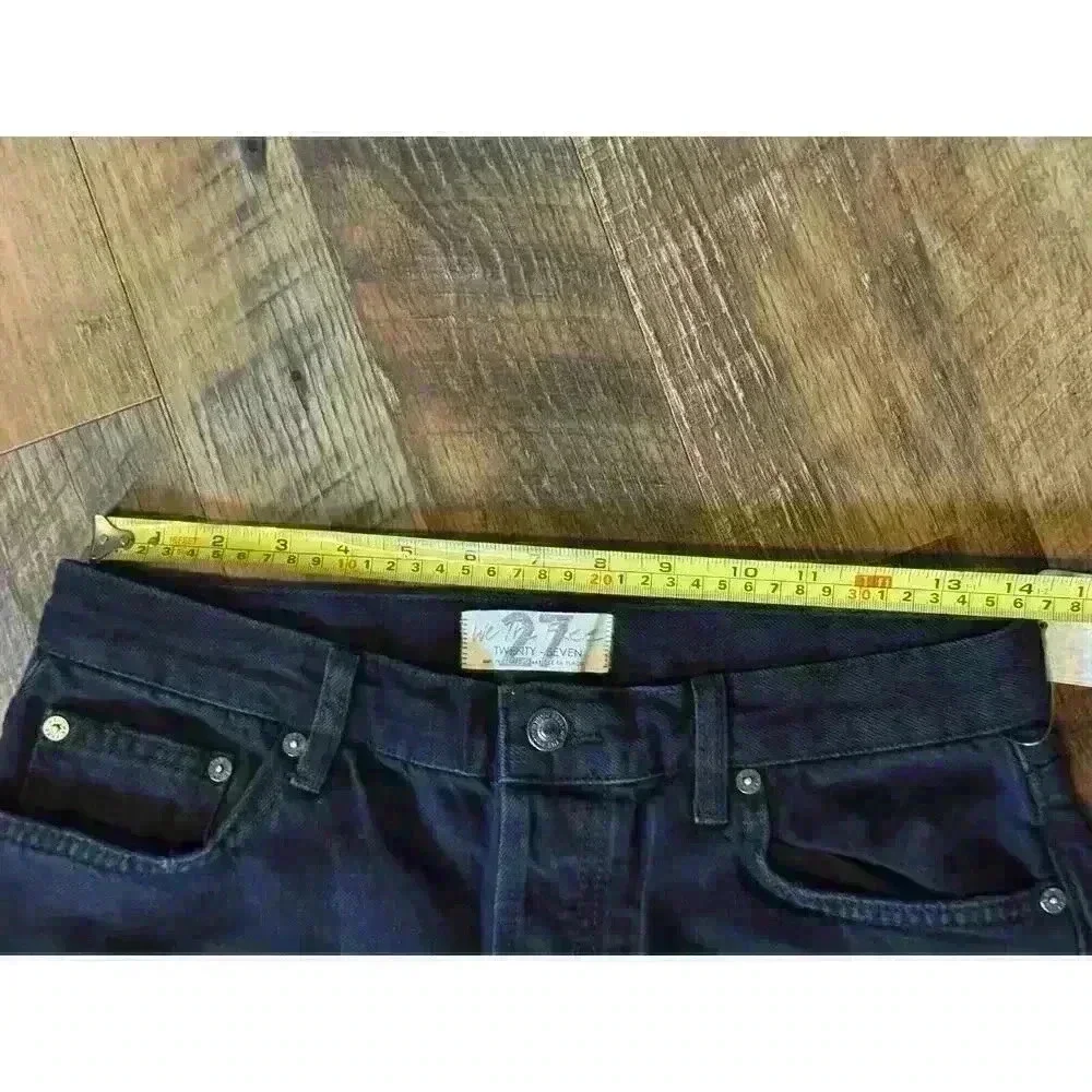 FREE‎ PEOPLE Maggie Mid Rise Straight -Leg Jeans In Washed Black SIZE 27